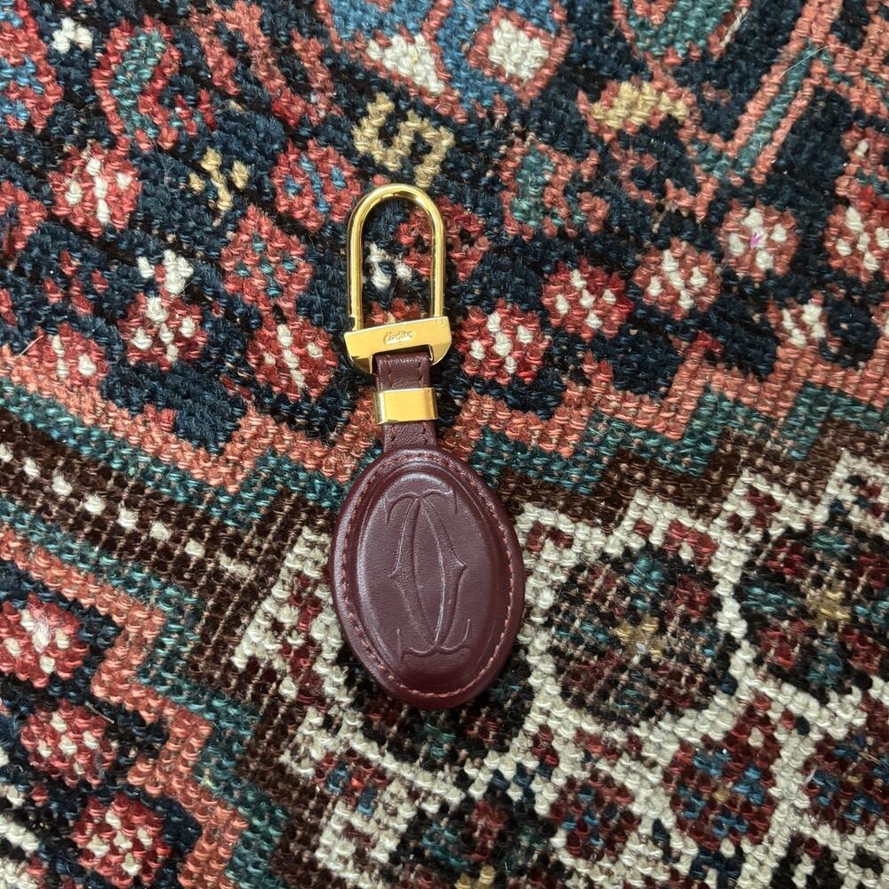 Cartier Leather Embossed Charm Key Ring